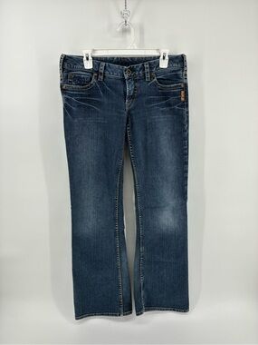 Silver Pioneer Jeans Dark Blue Flare Women's Jeans